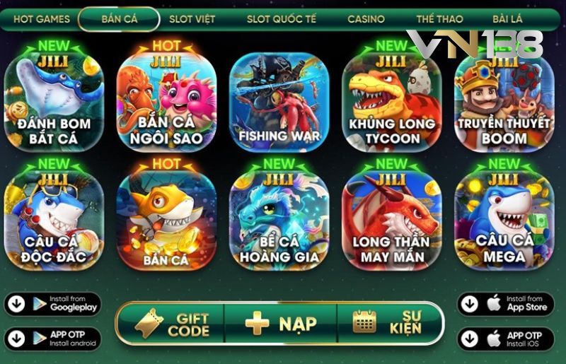 Các tựa game nổi bật tại sảnh JILI bắn cá VN138